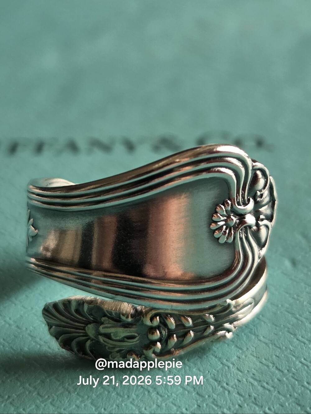 Tiffany & Co. Spoon Ring In Sterling Silver Flower Luxury Designer #82